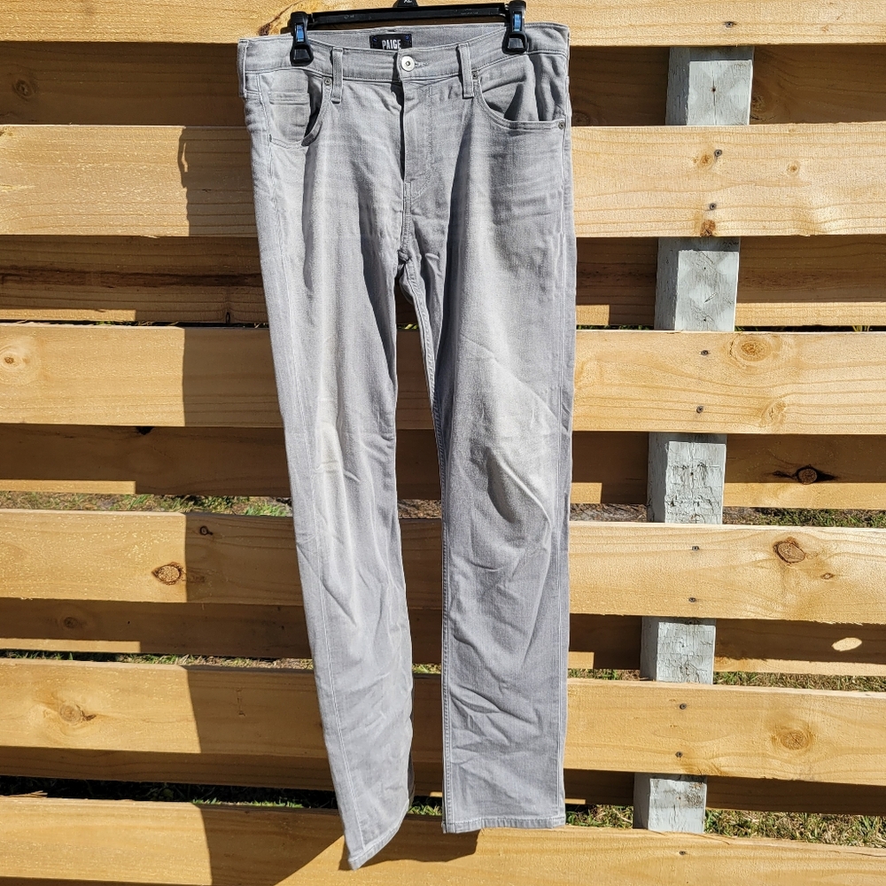 Paige Men’s Chino Pants 33 X 32 Gray Straight Leg 5 Pocket Stretch